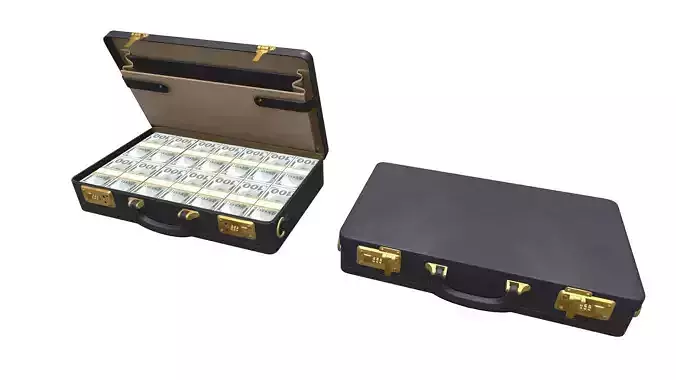 Briefcase With Money Low-poly 3D model