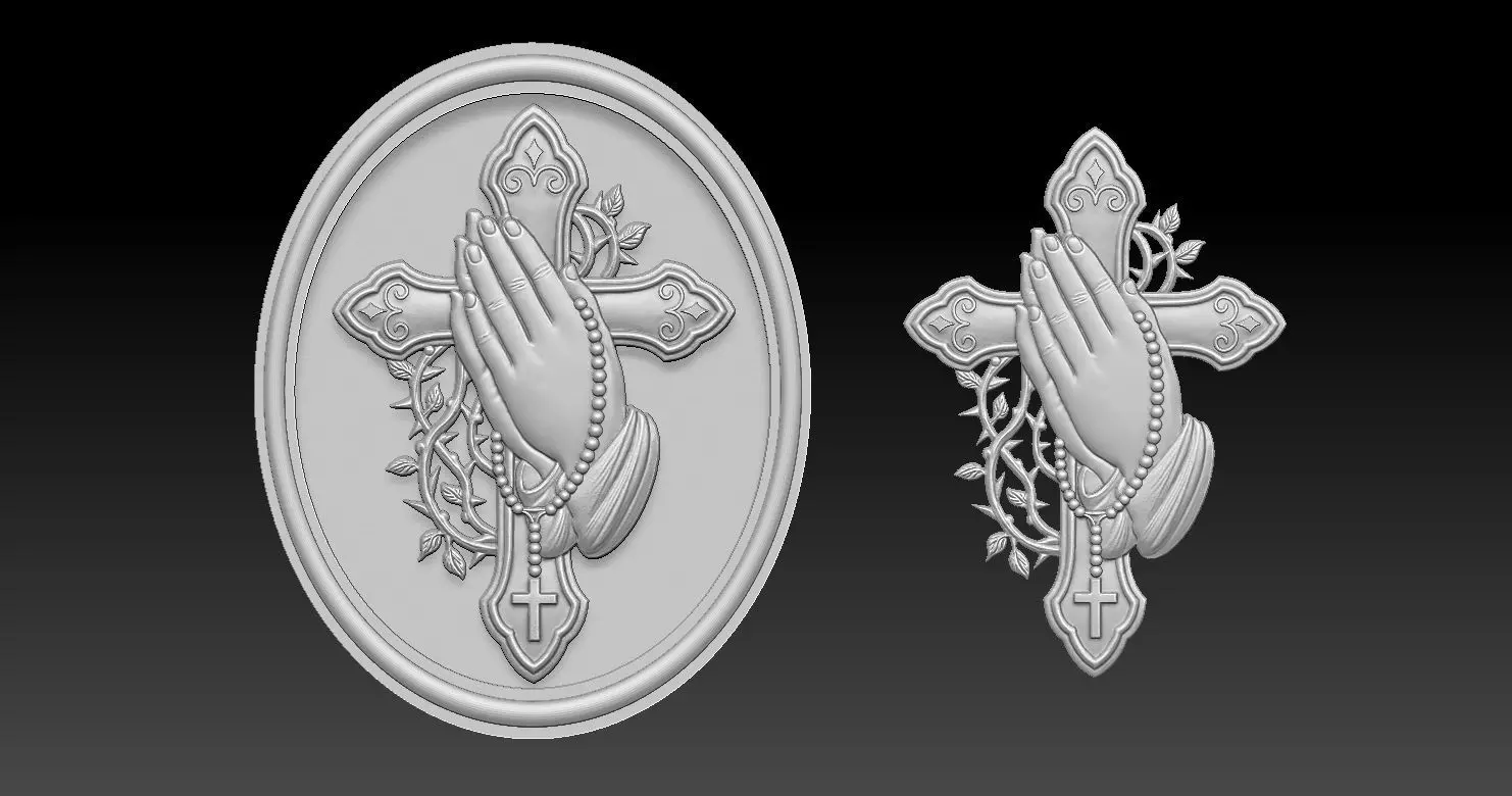 Praying Hands Cross Pendant 3D print model