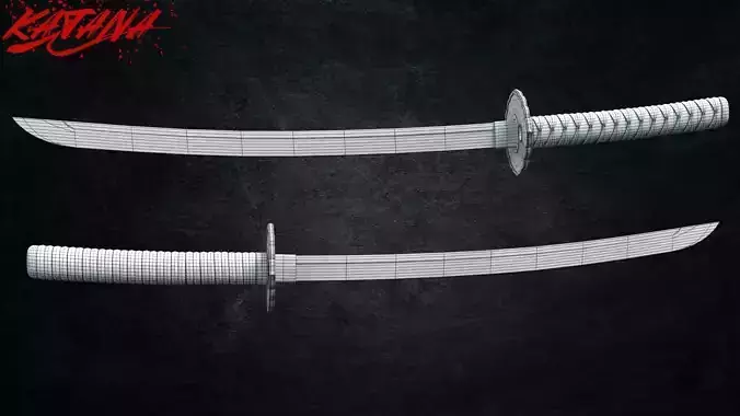 Samurai Katana - Low Poly 3D model Low-poly 3D model
