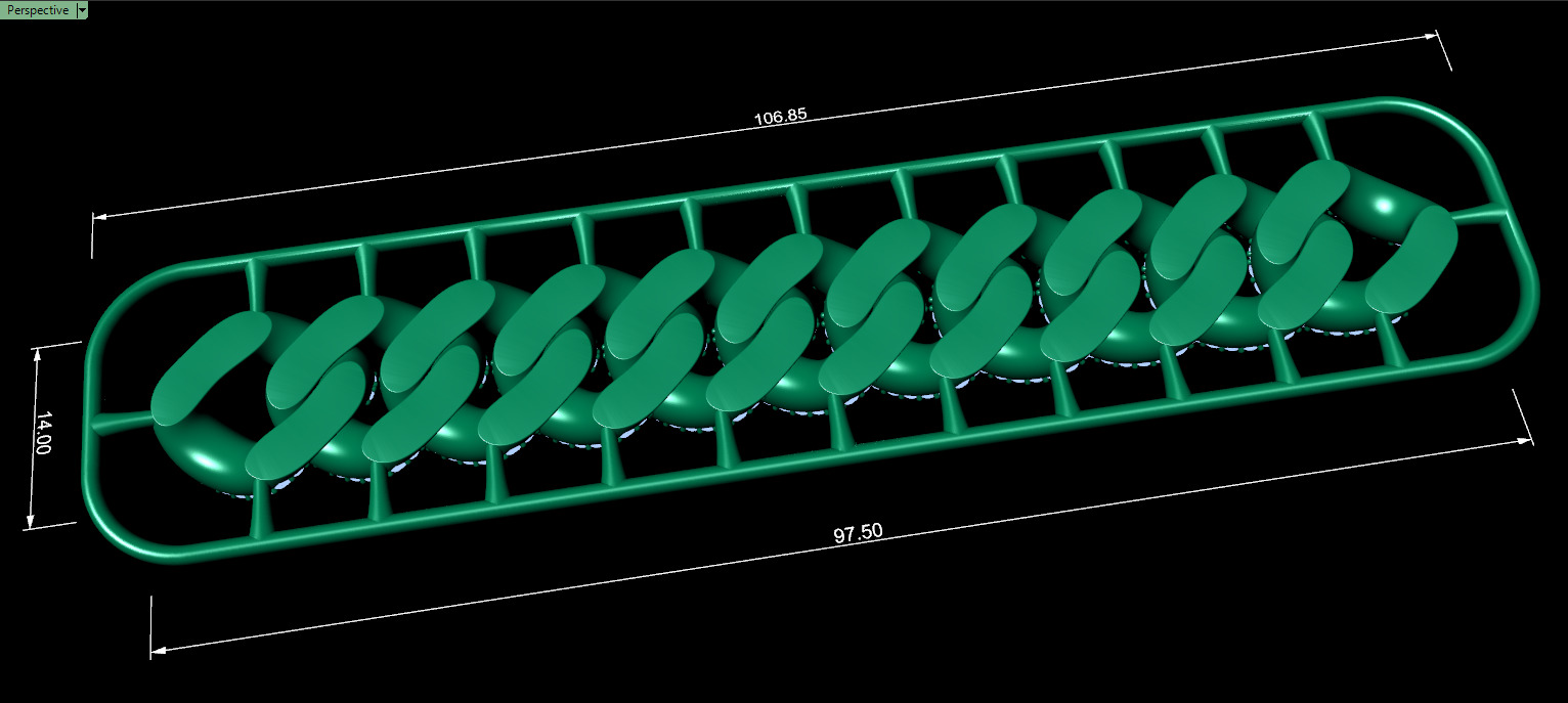 14mm Wide CUBAN Link Chain - SOLID FOR BRACELETS OR NECKLACE 3D print model_2