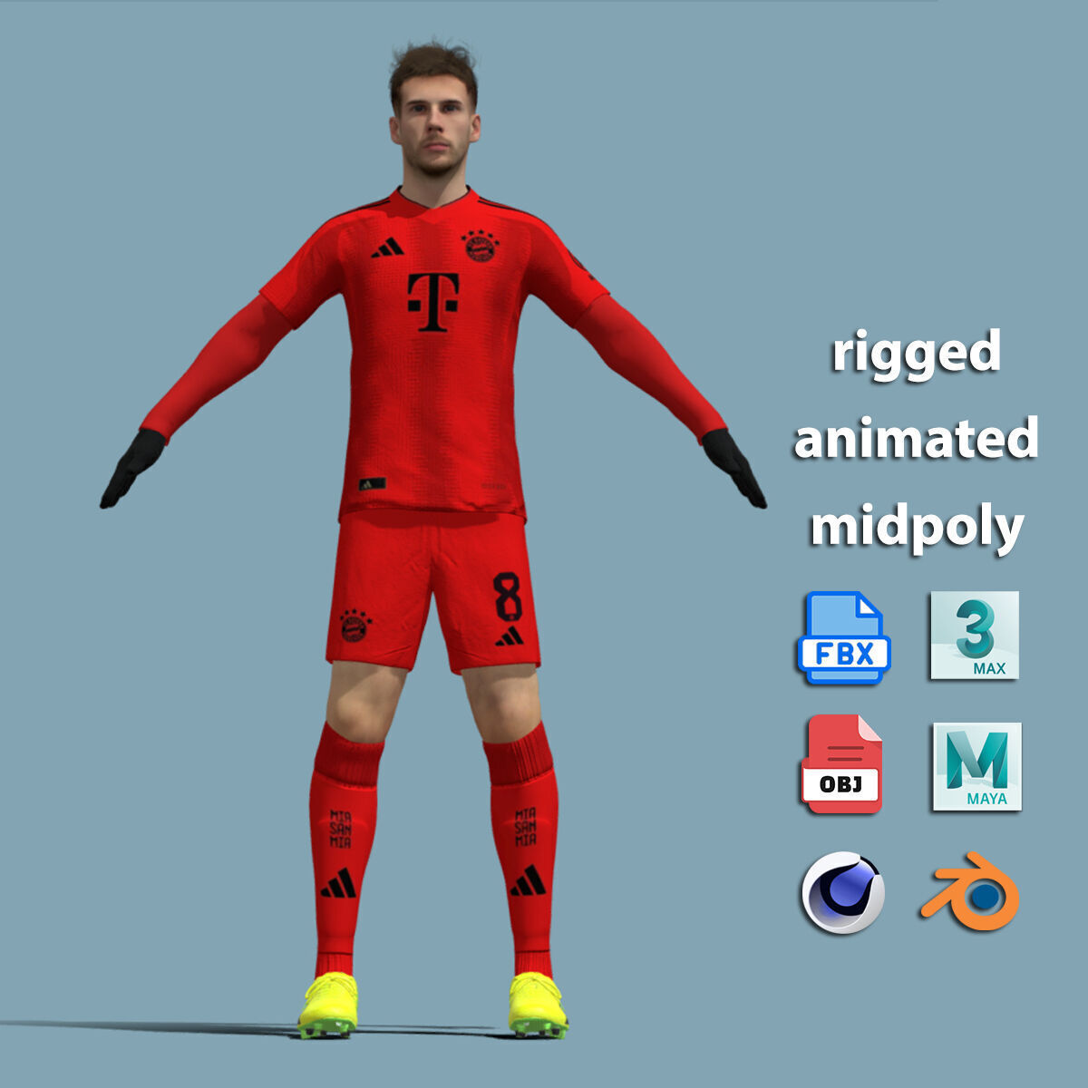 T-Pose Rigged Goretzka Bayern Munich 24-25 3D model_2