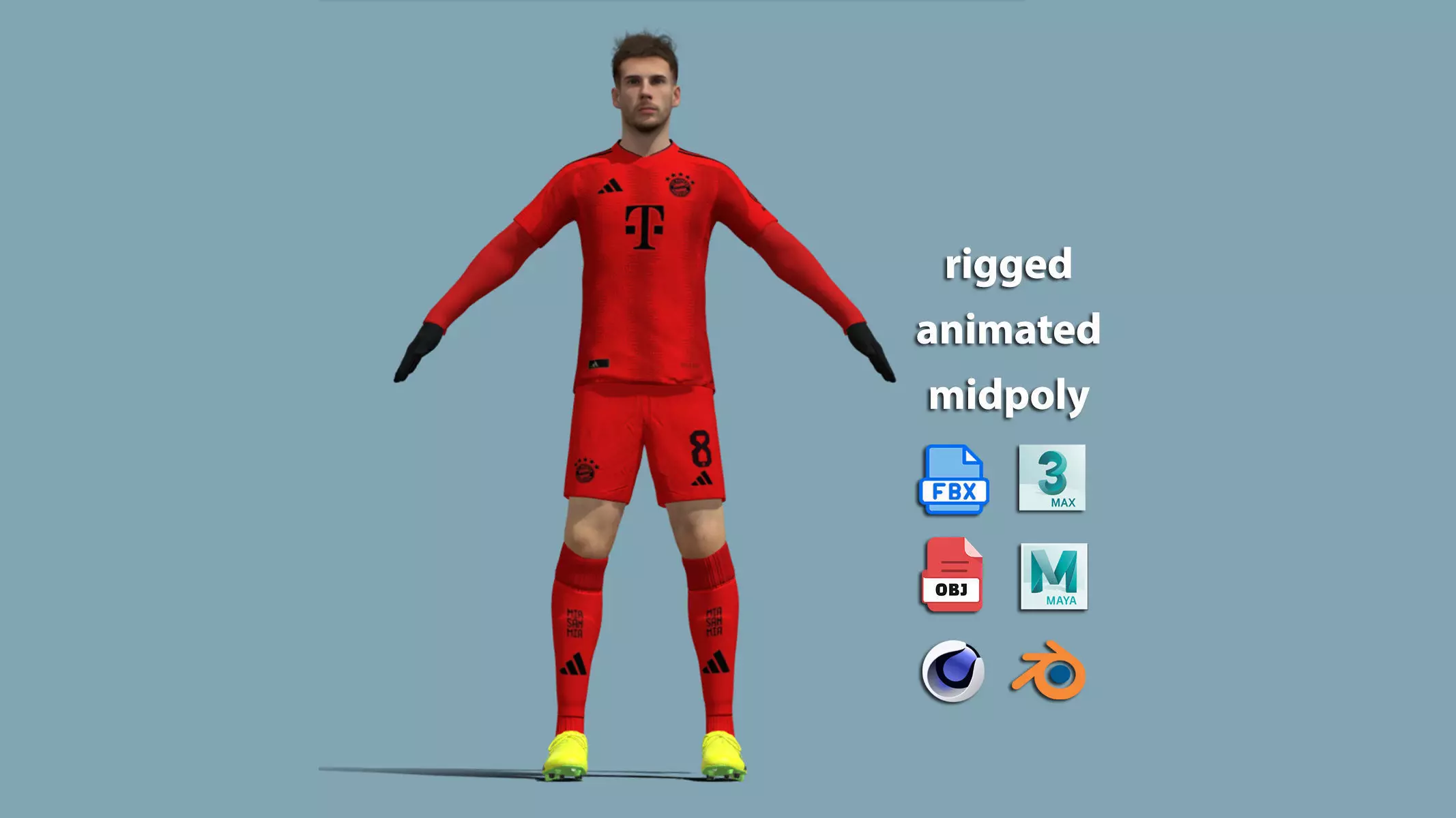 T-Pose Rigged Goretzka Bayern Munich 24-25 3D model_0