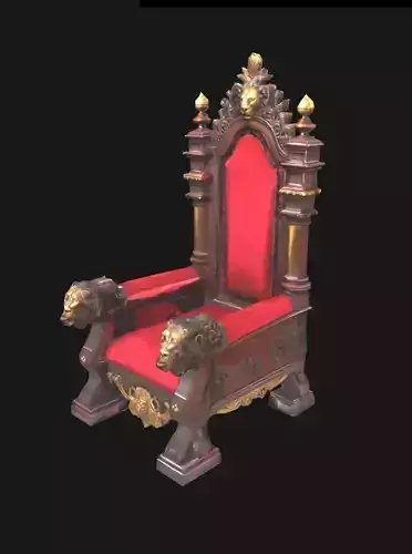 Royal Throne Chair - Velvet Mahogany - Game Ready