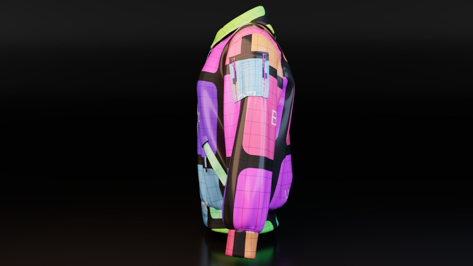 Woolen Collar Jacket 3D model_12