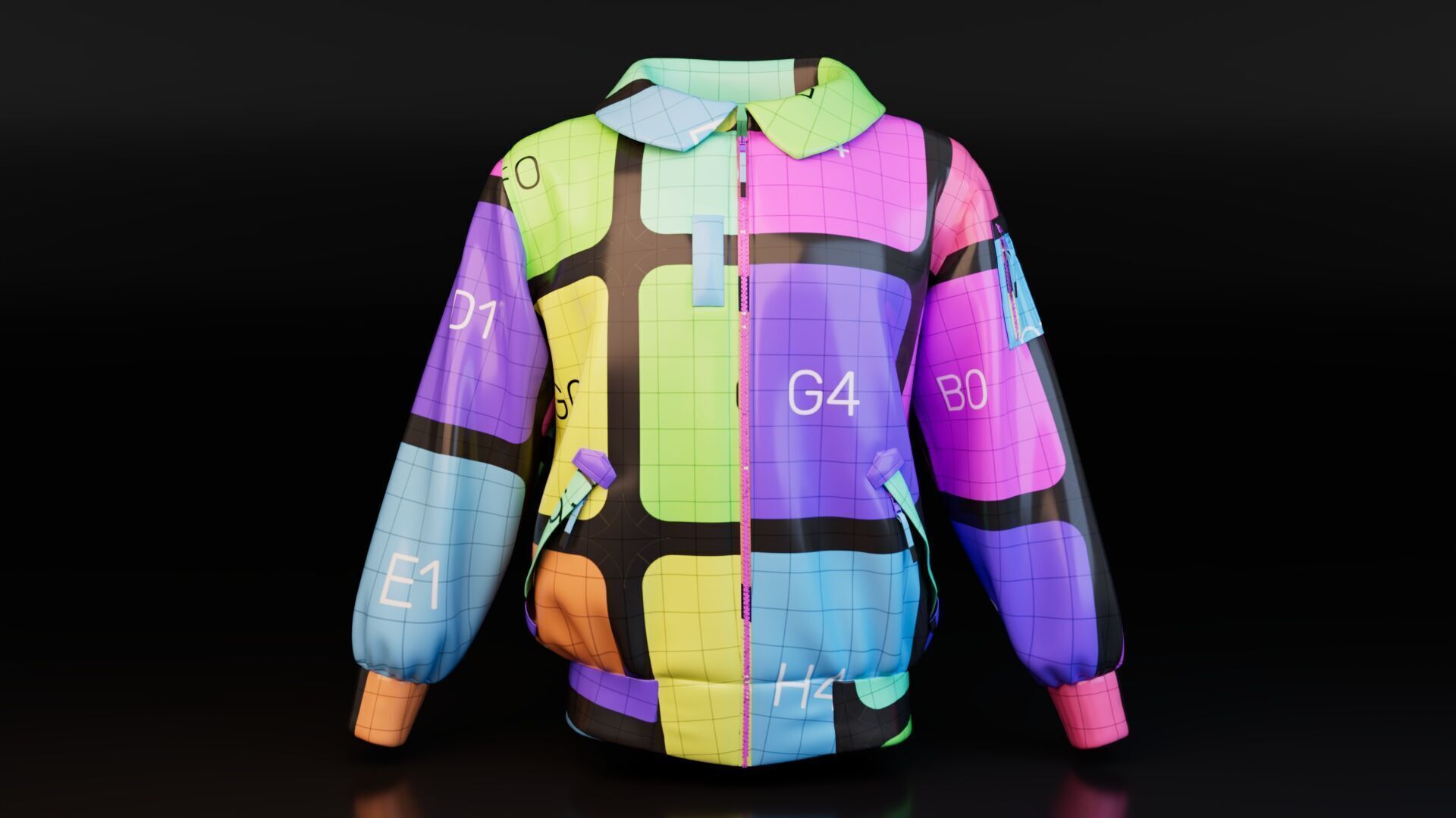 Woolen Collar Jacket 3D model_11