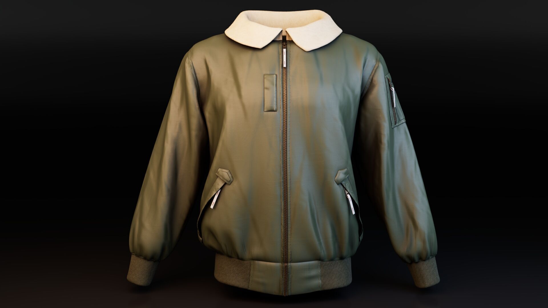 Woolen Collar Jacket 3D model_4