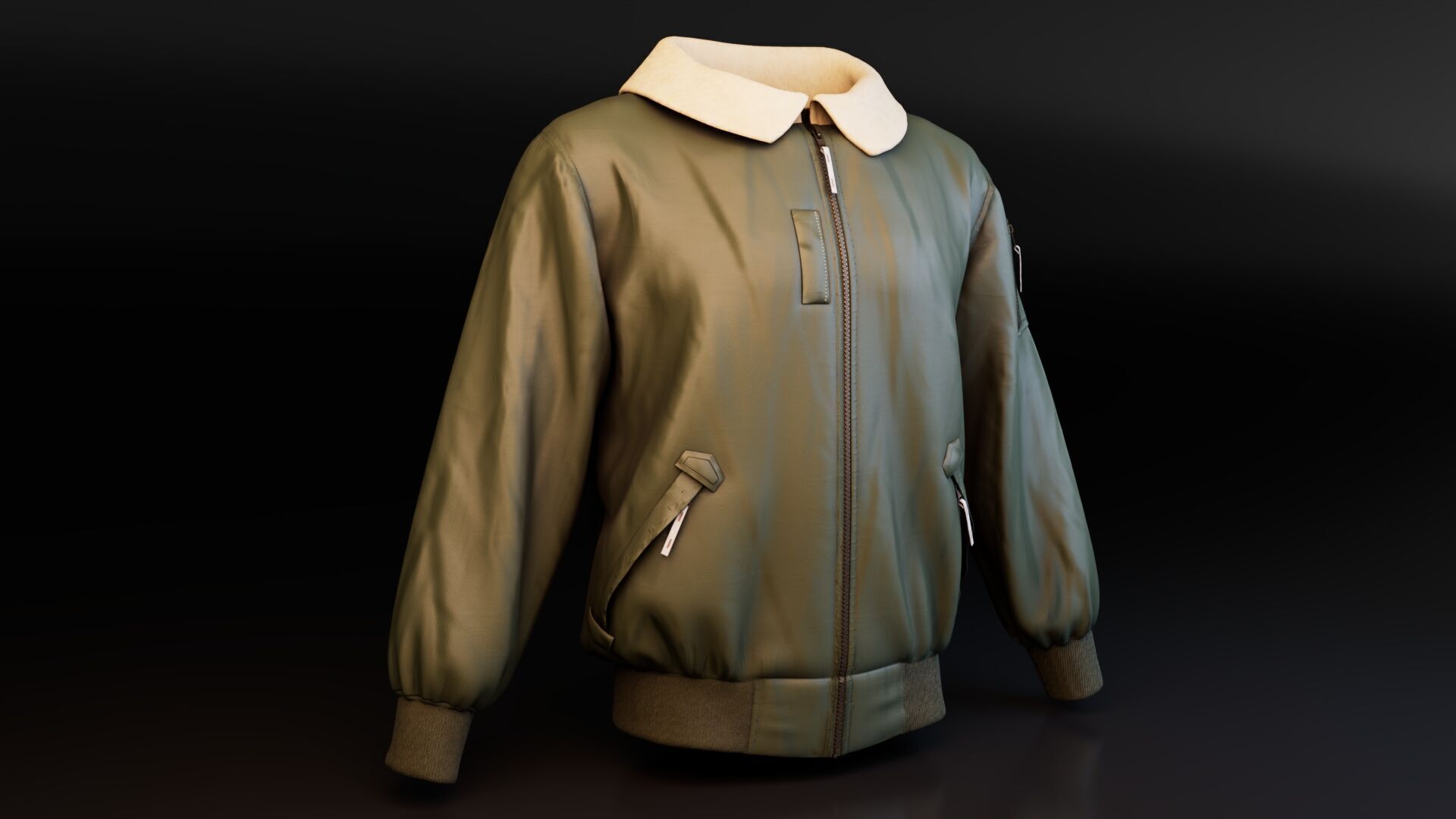 Woolen Collar Jacket 3D model_2