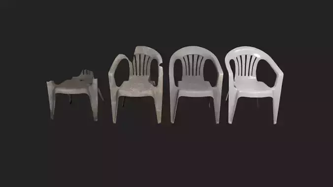Plastic White Chair Game Ready AR VR Metaverse Ready Low poly  Low-poly 3D model