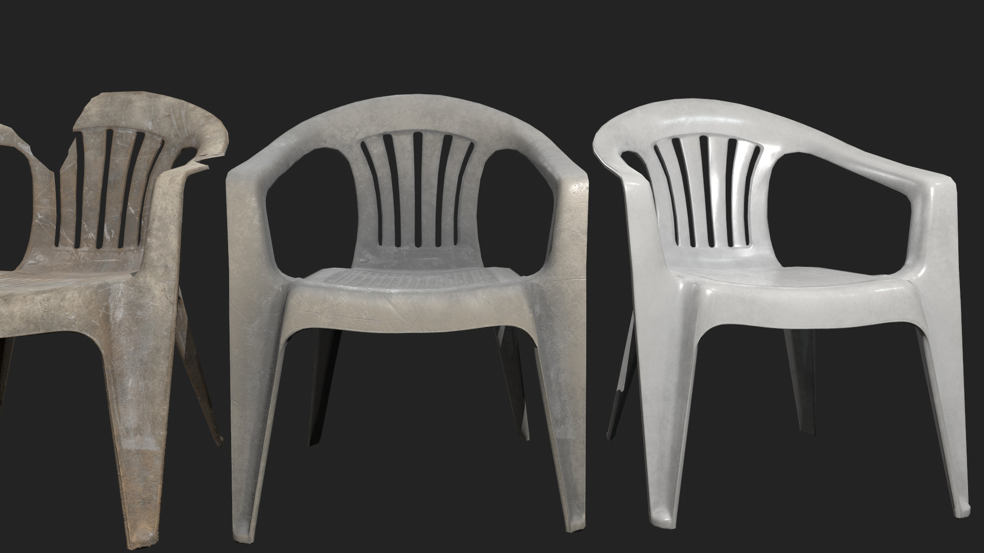 Plastic White Chair Game Ready AR VR Metaverse Ready Low poly  Low-poly 3D model_3