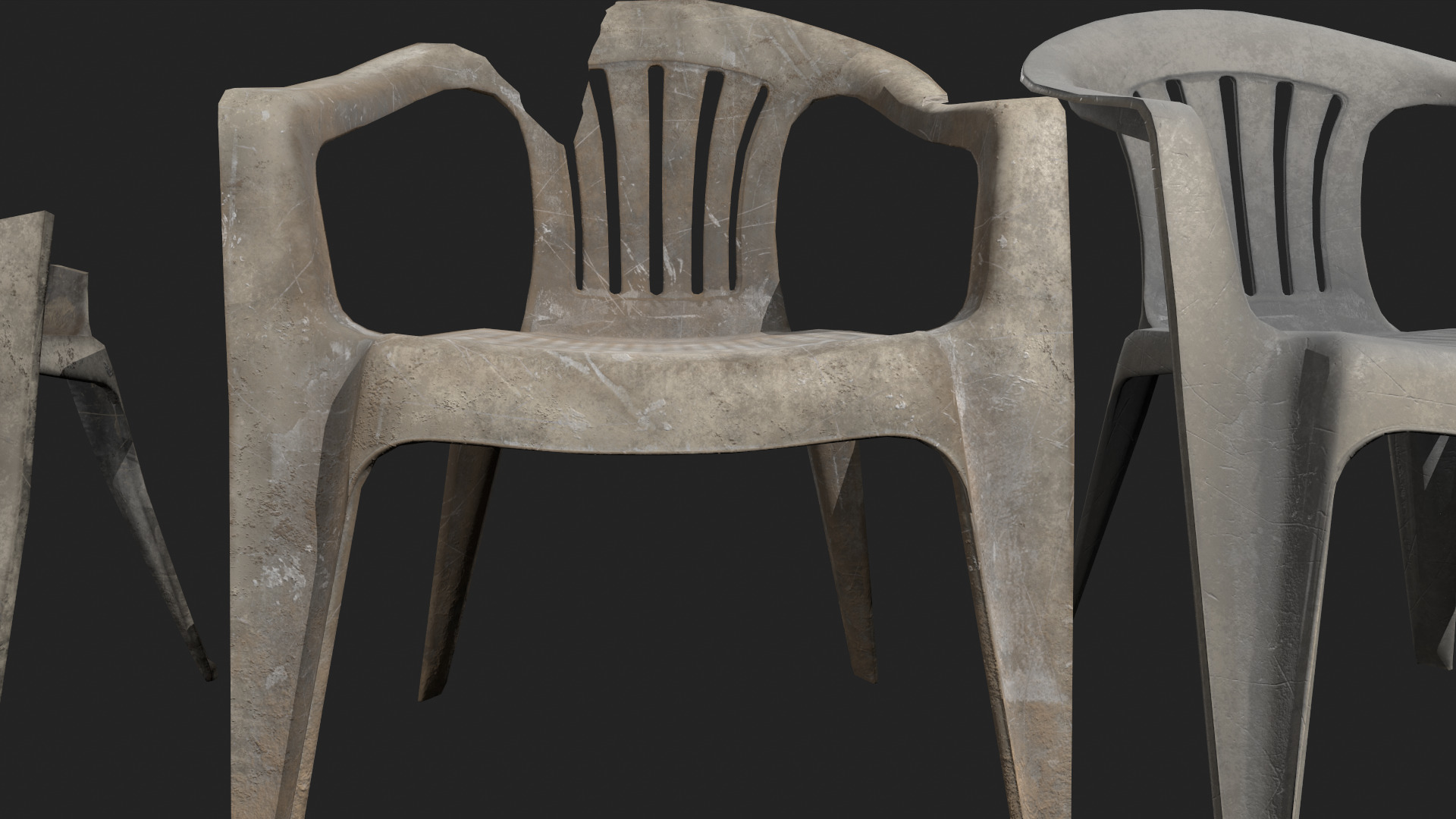 Plastic White Chair Game Ready AR VR Metaverse Ready Low poly  Low-poly 3D model_5