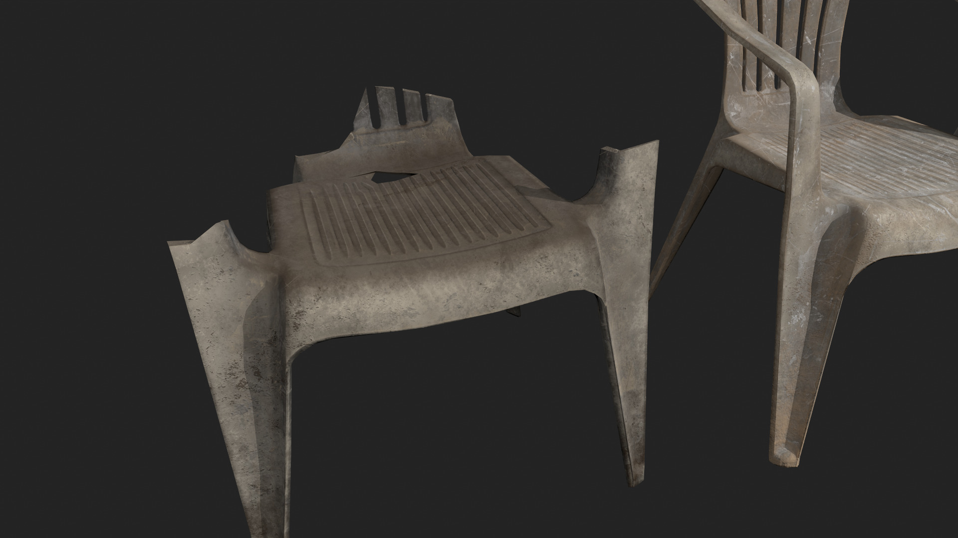 Plastic White Chair Game Ready AR VR Metaverse Ready Low poly  Low-poly 3D model_9