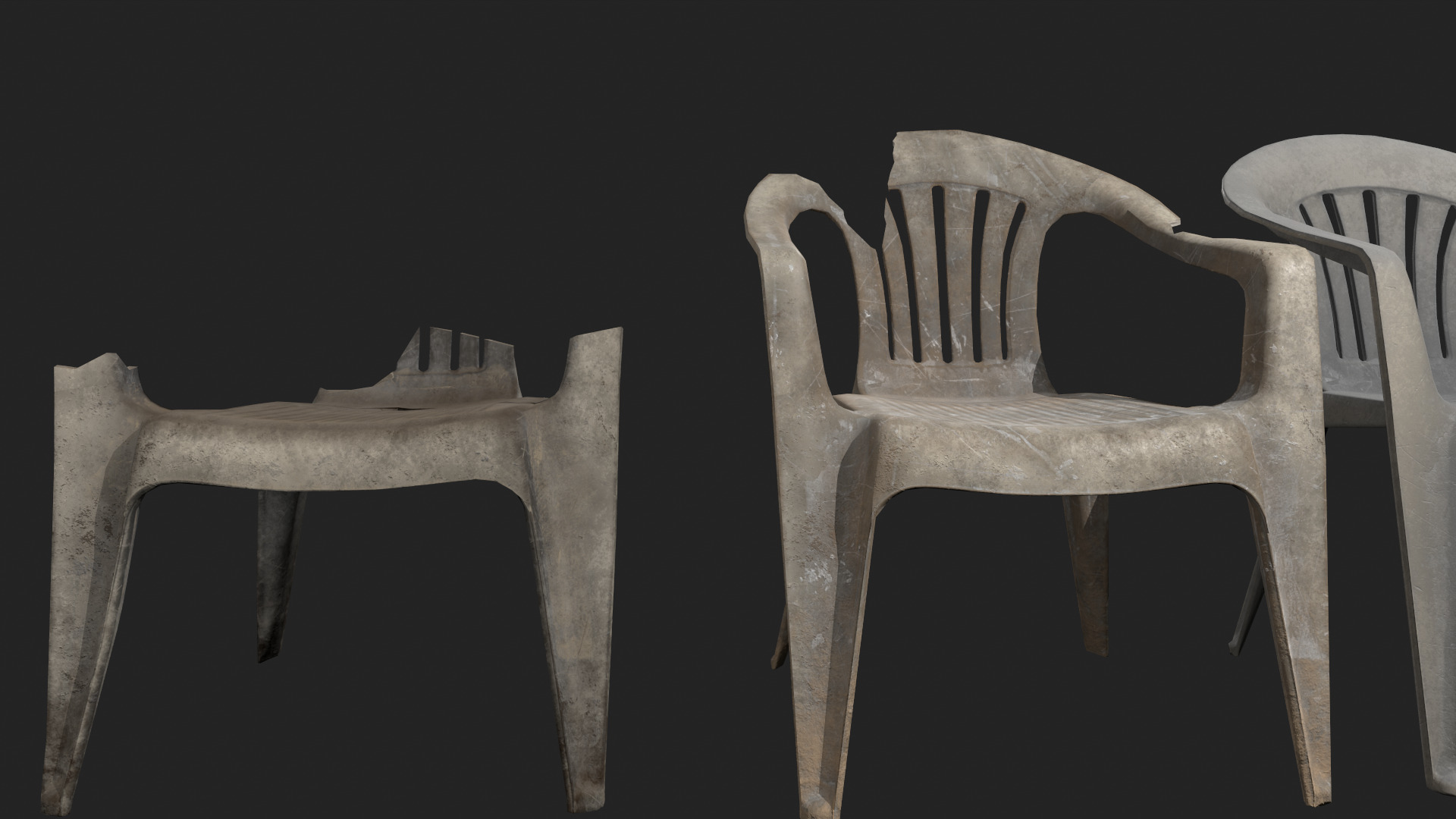 Plastic White Chair Game Ready AR VR Metaverse Ready Low poly  Low-poly 3D model_4