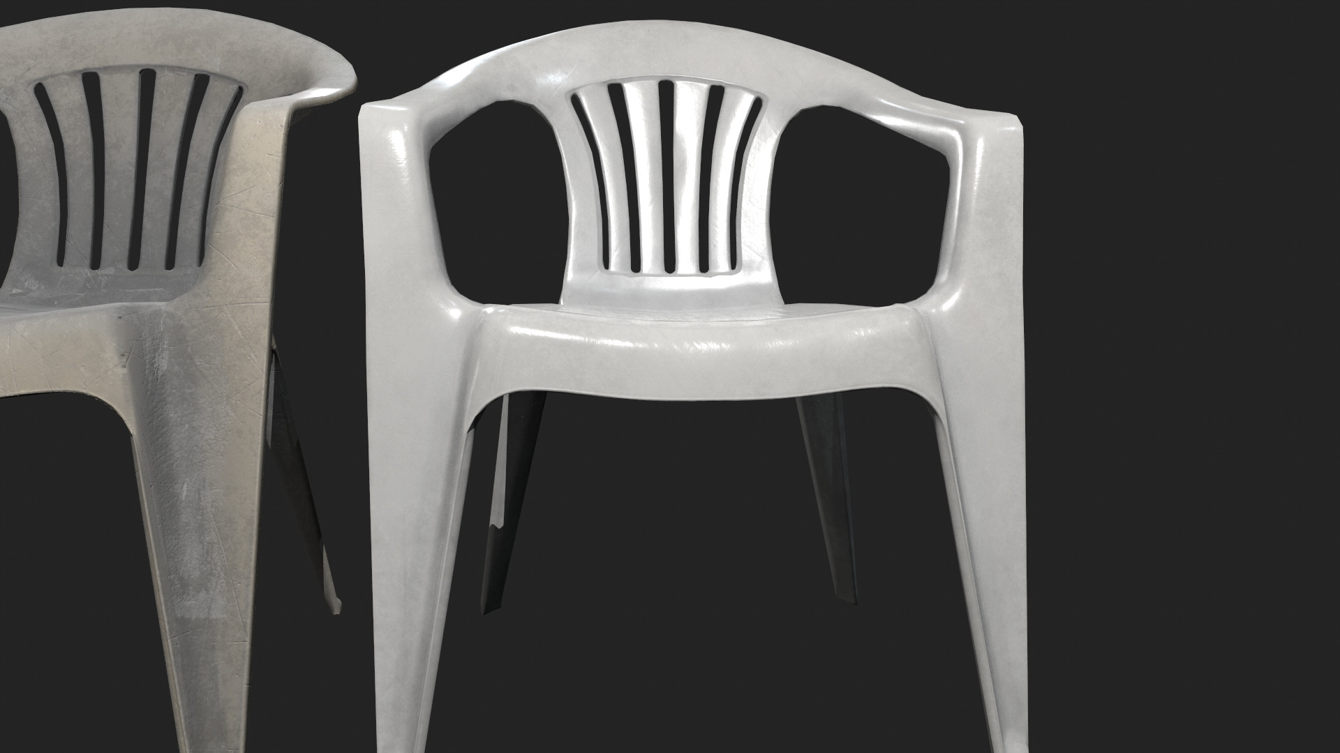 Plastic White Chair Game Ready AR VR Metaverse Ready Low poly  Low-poly 3D model_7