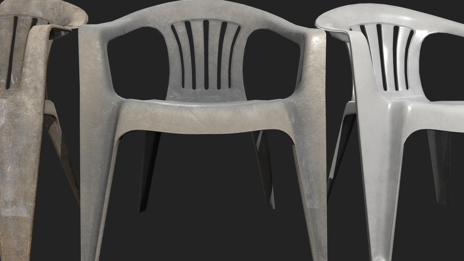 Plastic White Chair Game Ready AR VR Metaverse Ready Low poly  Low-poly 3D model_6