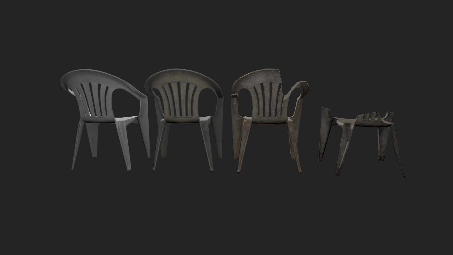 Plastic White Chair Game Ready AR VR Metaverse Ready Low poly  Low-poly 3D model_2