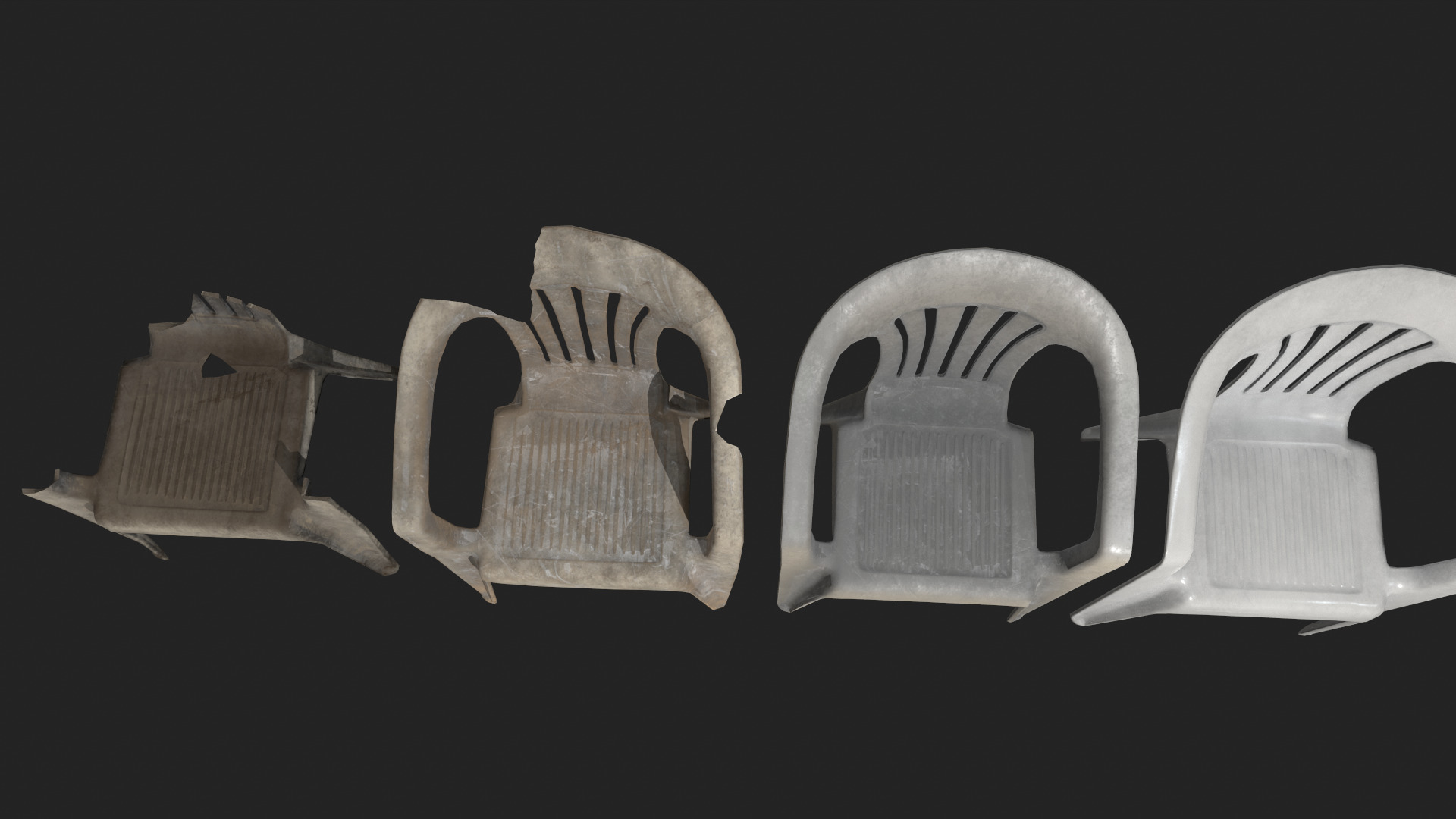 Plastic White Chair Game Ready AR VR Metaverse Ready Low poly  Low-poly 3D model_8