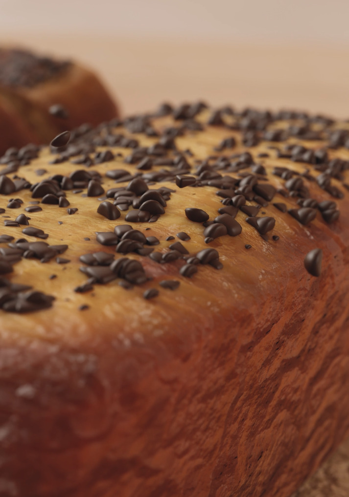 Realistic Chocolate Banana Bread Loaf with Slices  3D model_2