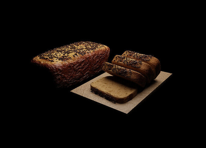 Realistic Chocolate Banana Bread Loaf with Slices  3D model 4