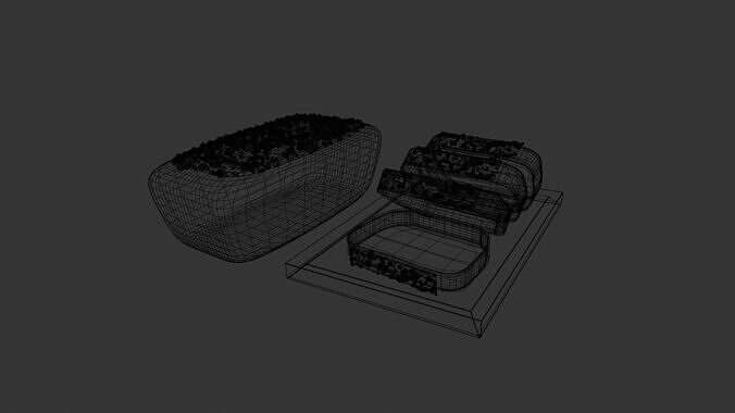 Realistic Chocolate Banana Bread Loaf with Slices  3D model 7