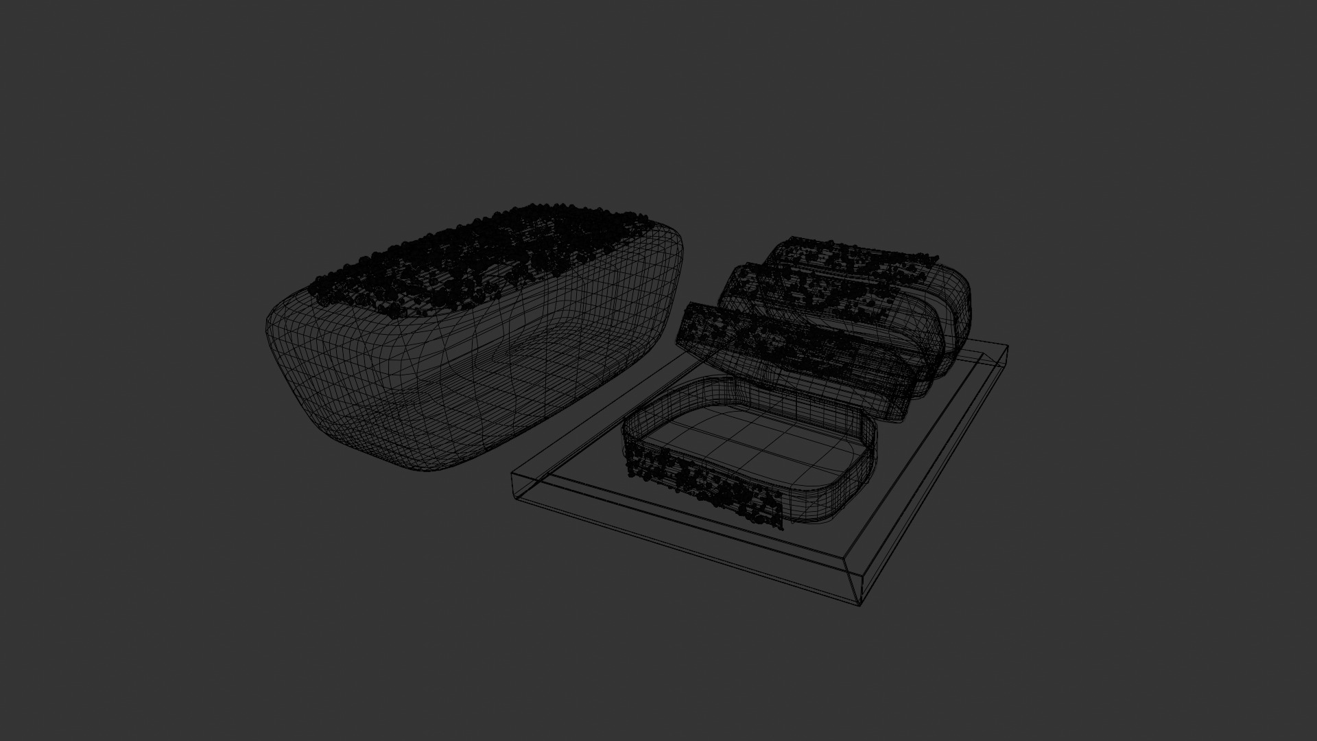 Realistic Chocolate Banana Bread Loaf with Slices  3D model_6