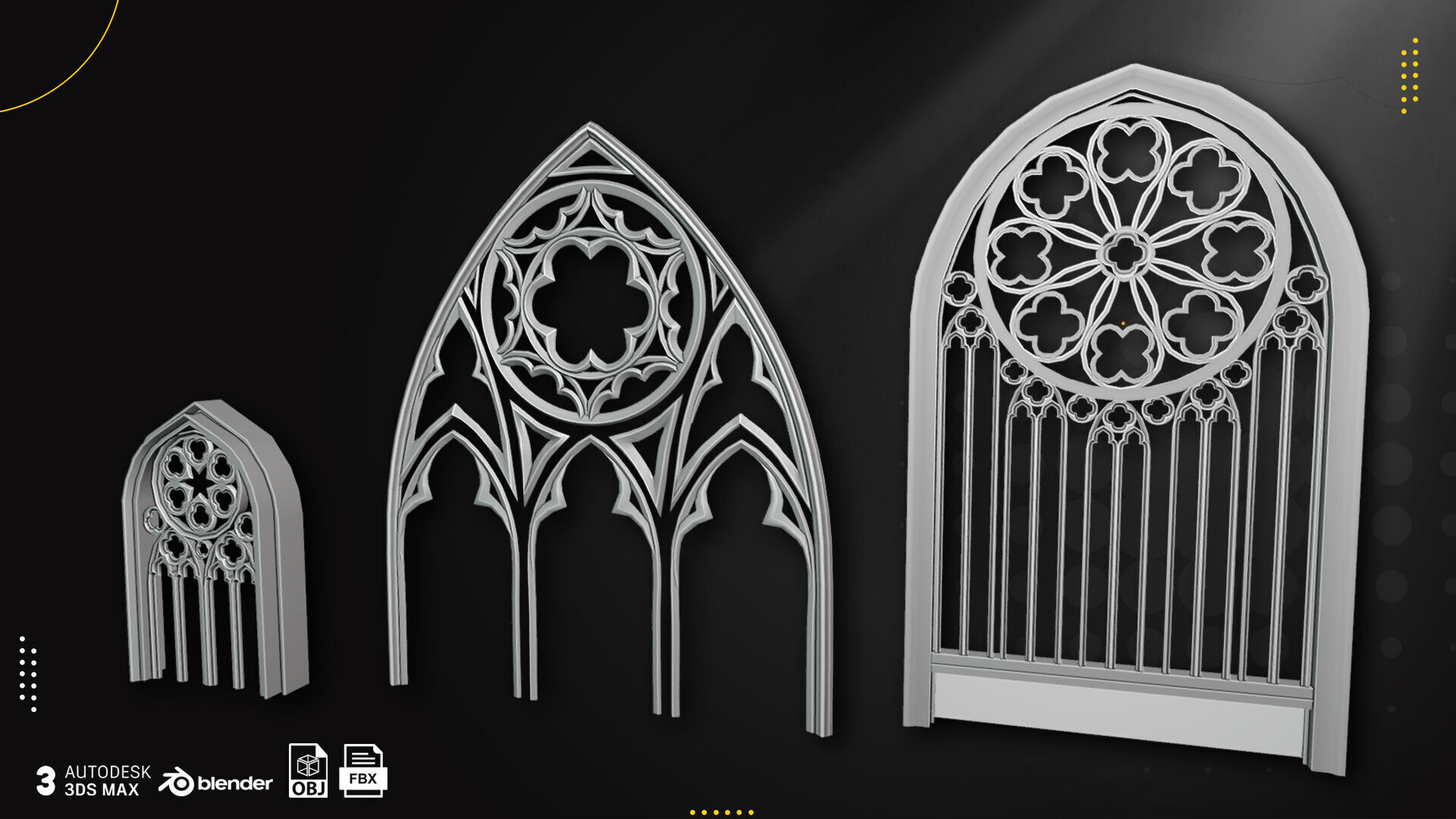 60 Gothic Window Vol1 Low-poly 3D model_2