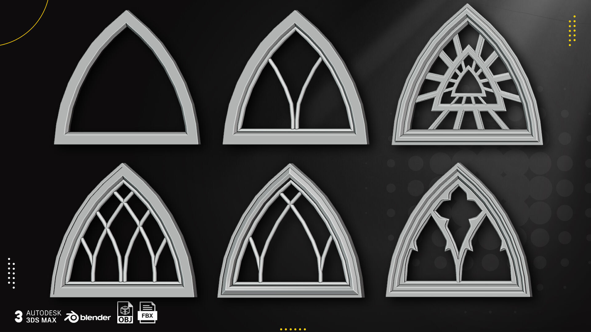 60 Gothic Window Vol1 Low-poly 3D model_8