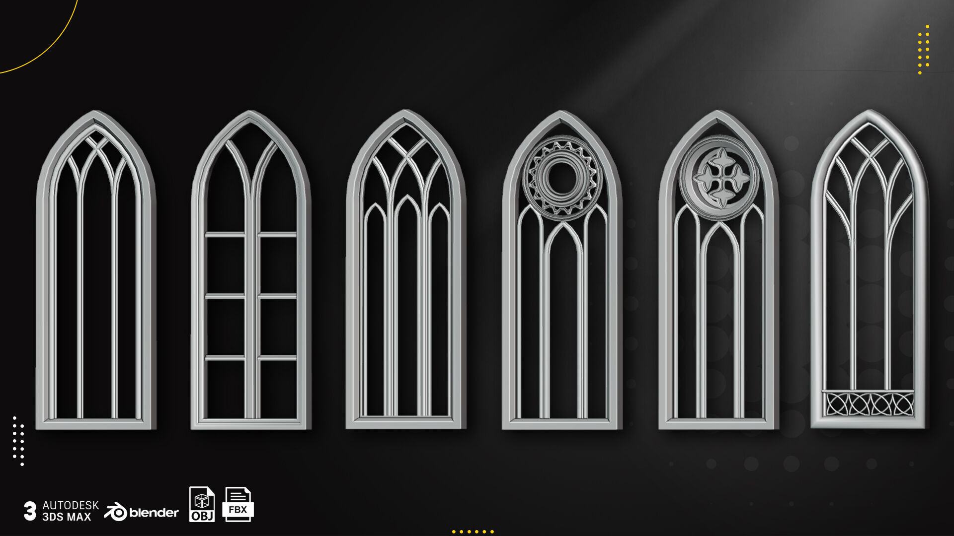60 Gothic Window Vol1 Low-poly 3D model_1