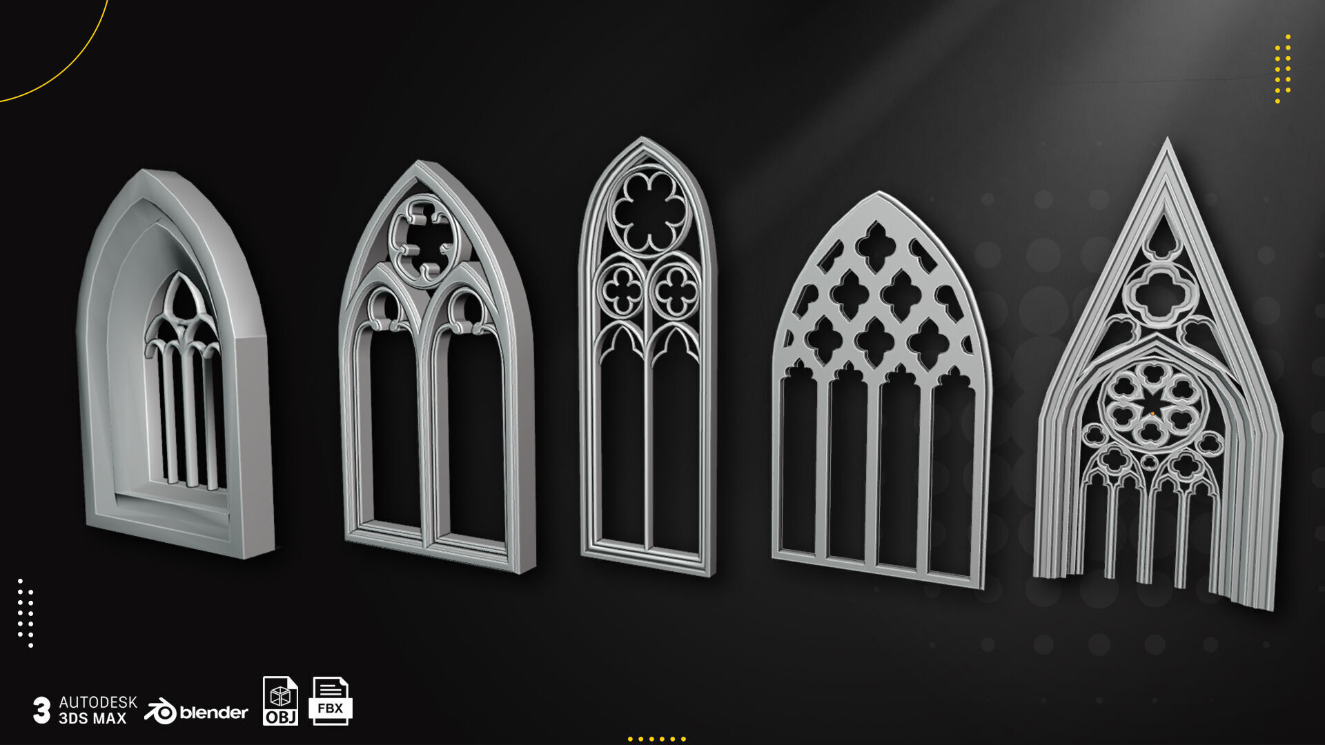 60 Gothic Window Vol1 Low-poly 3D model_3