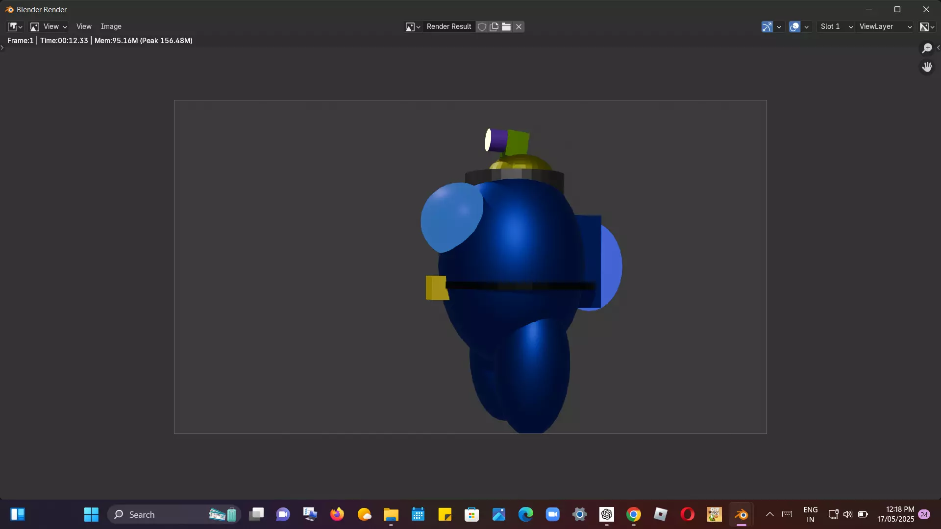 Among imposter detailed blue crewmate with additional items Low-poly 3D model