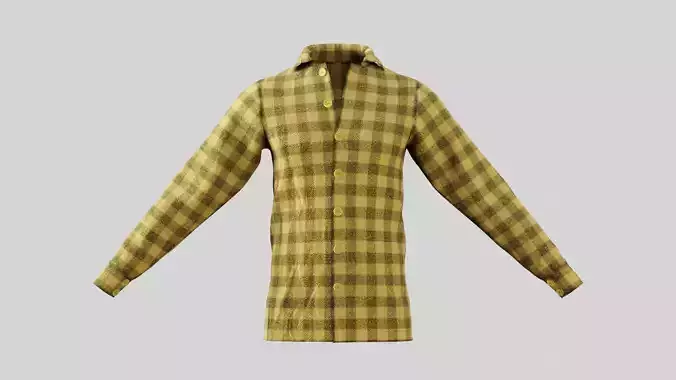 Male Shirt 01 Yellow Fannel Checkered