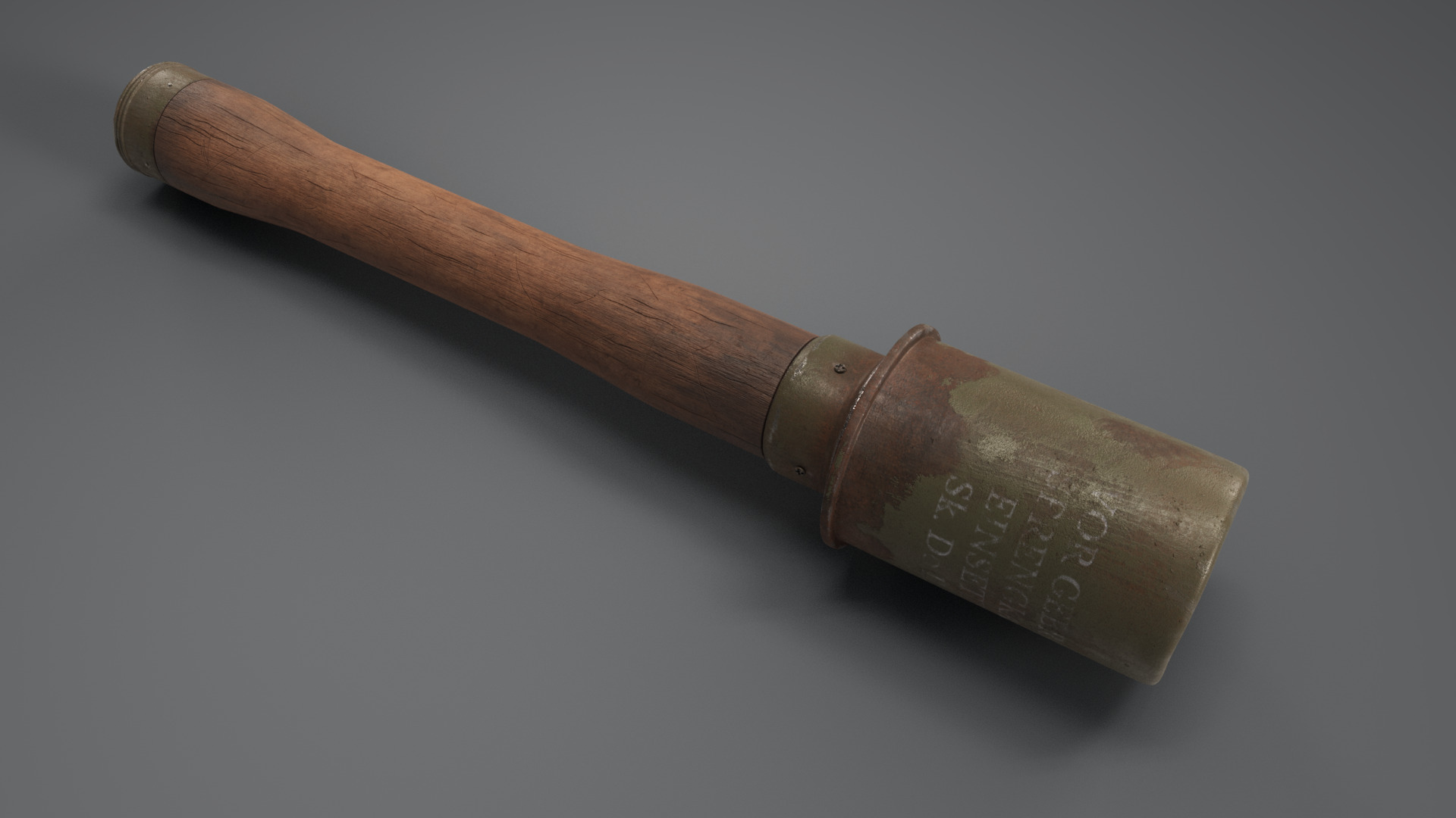 WW2 Stick Grenade Low-poly 3D model_3