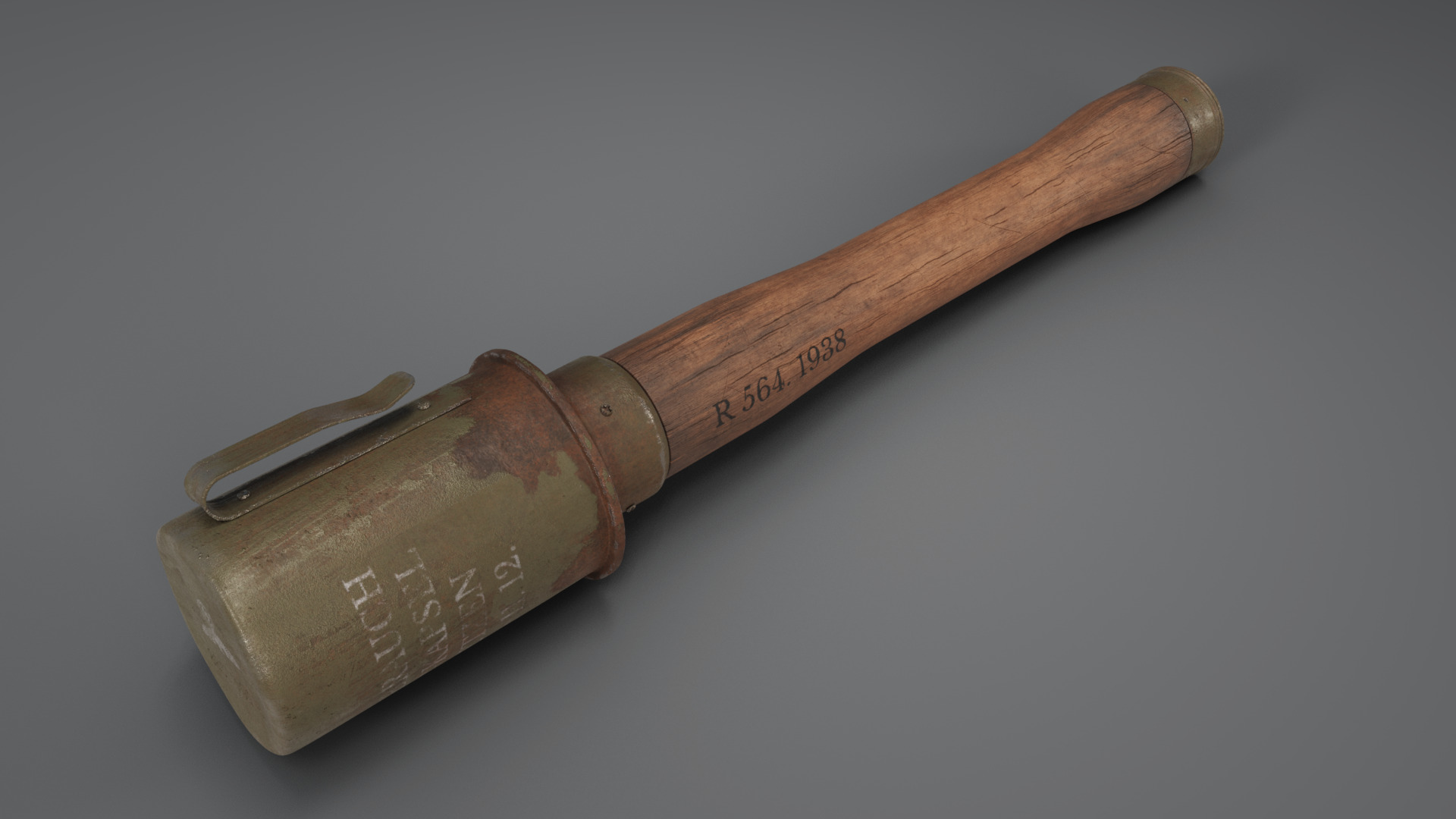 WW2 Stick Grenade Low-poly 3D model_2
