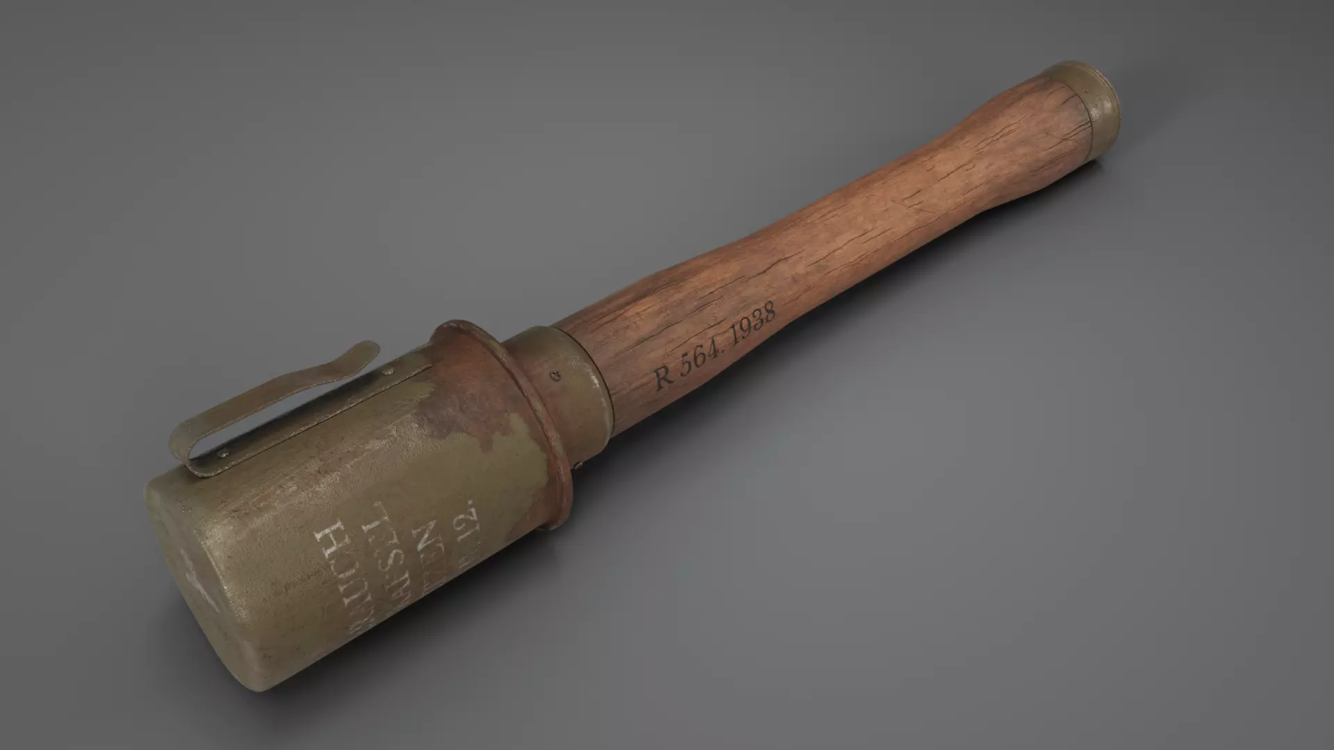 WW2 Stick Grenade Low-poly 3D model_0