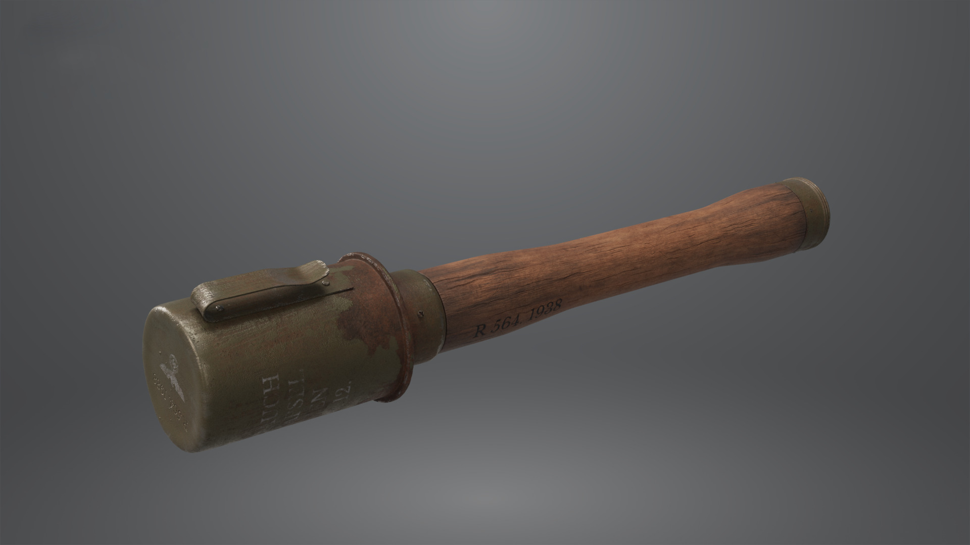 WW2 Stick Grenade Low-poly 3D model_5