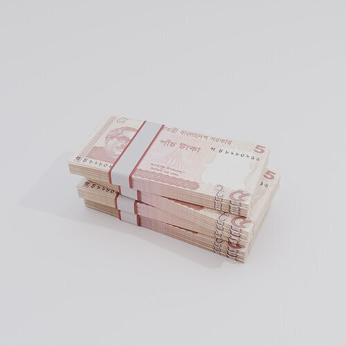 5 Bangladesh Bangladeshi Taka Currency Low-poly 3D model
