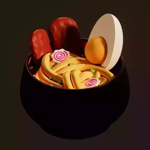 Stylized Ramen Bowl 3D Model Cartoon Food Asset