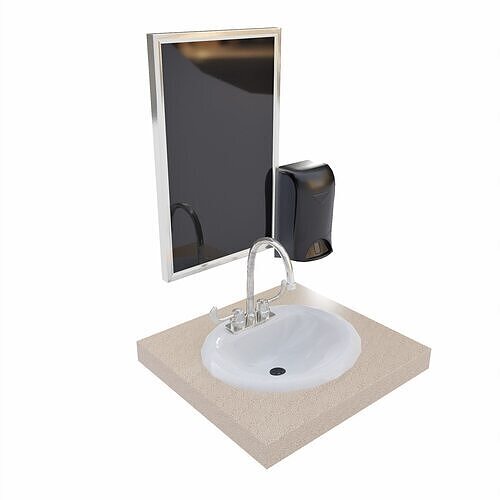 Bathroom Sink and mirror 3d model Low-poly 3D model