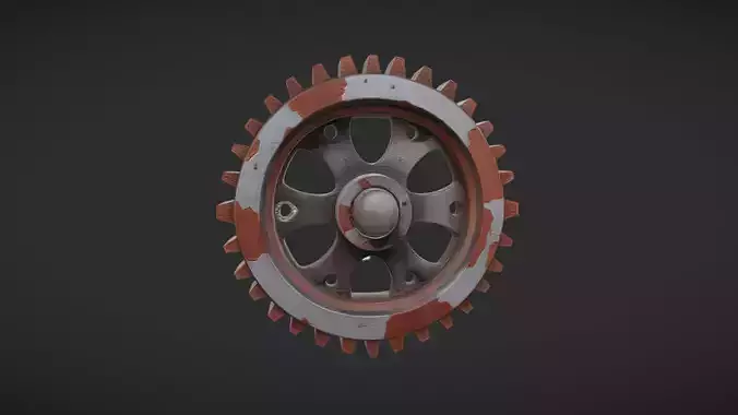 rusty mechanical gear with spoke