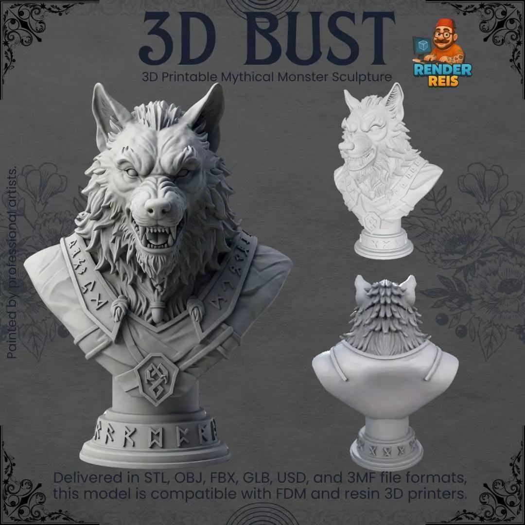Werewolf Bust 3D Printable Mythical Monster Sculpture Free 3D print model