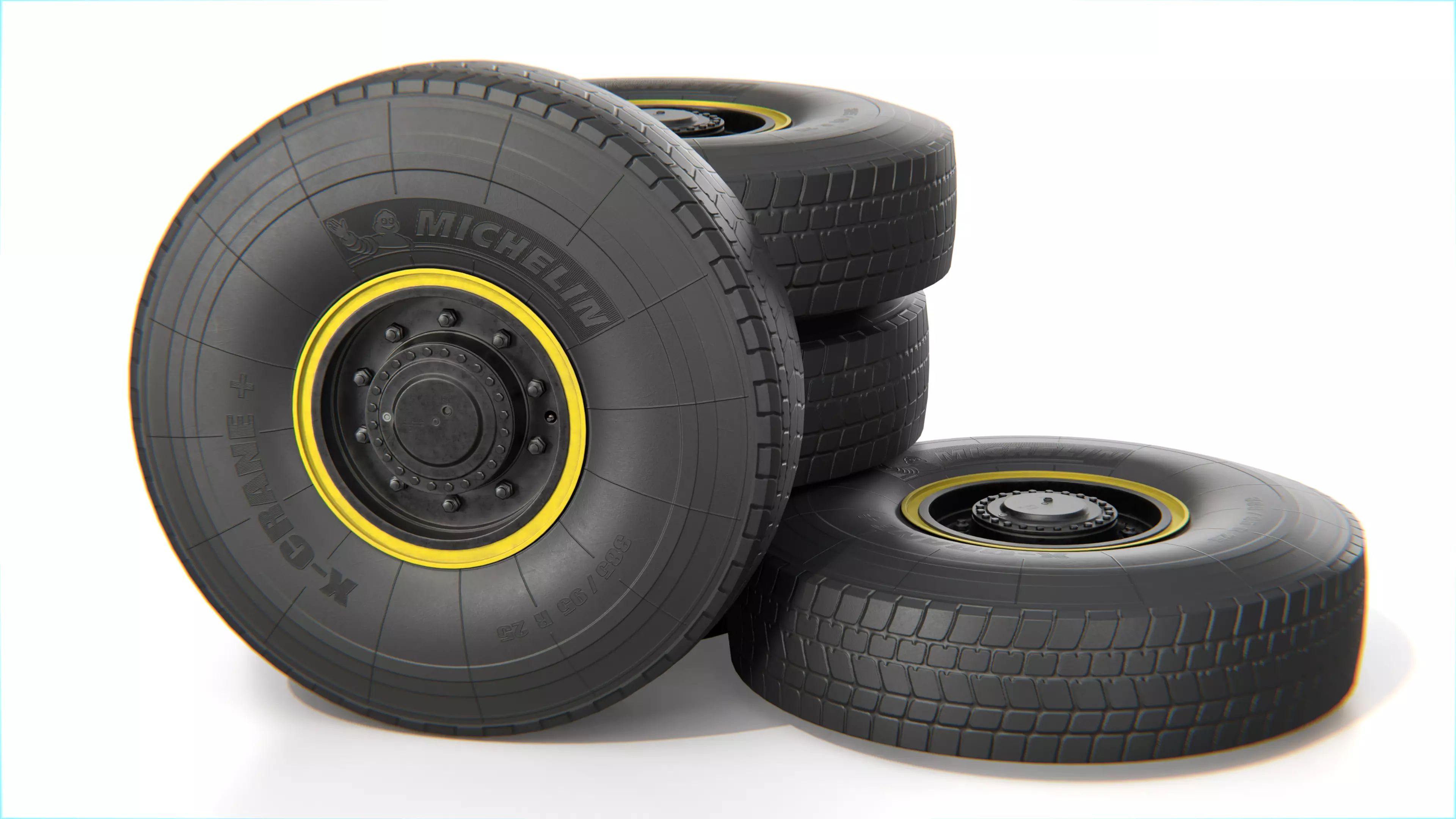 Heavy Duty Truck Tire with Rim Low-poly 3D model_0