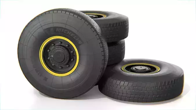 Heavy Duty Truck Tire with Rim Low-poly 3D model