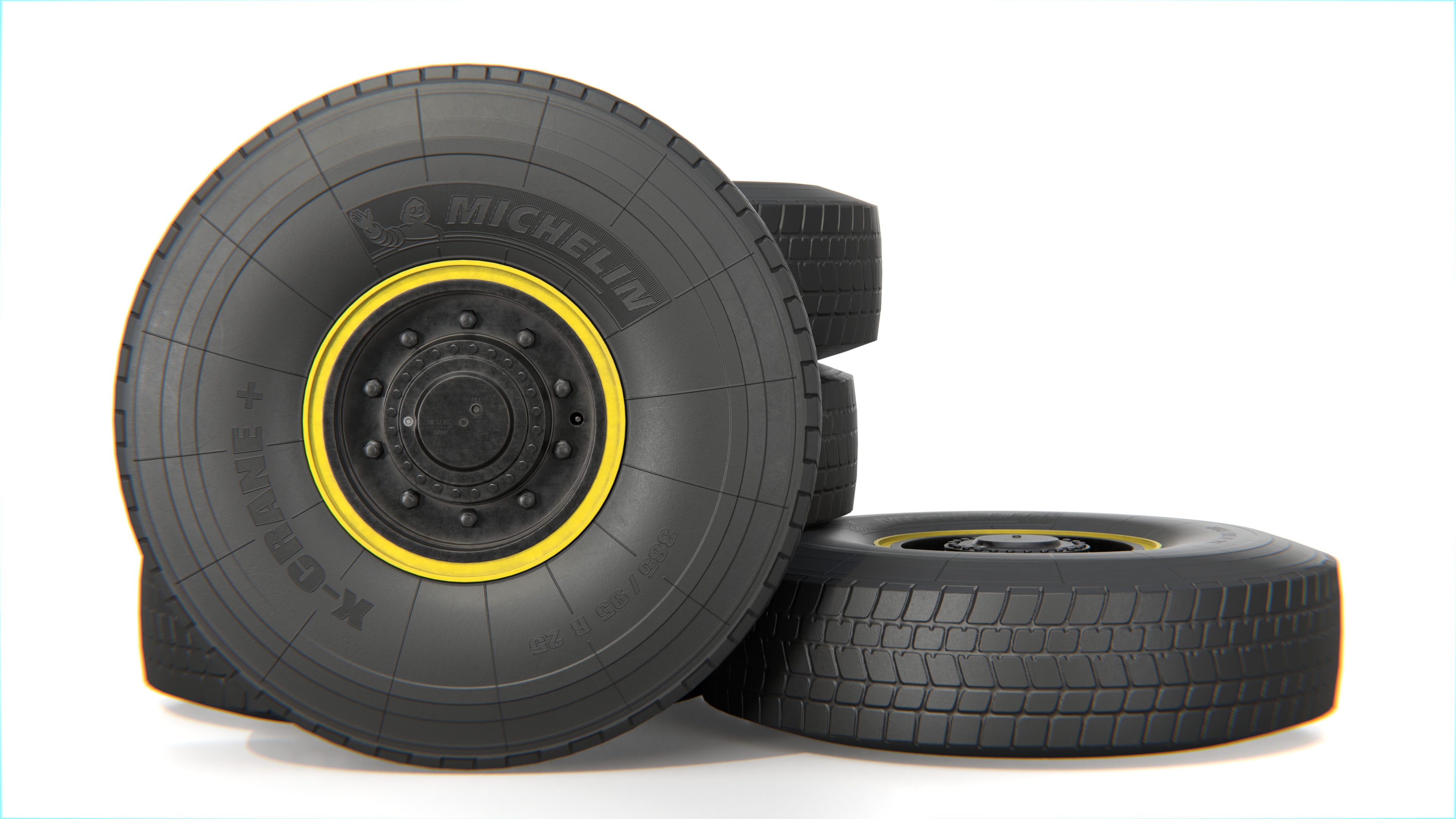 Heavy Duty Truck Tire with Rim Low-poly 3D model_1