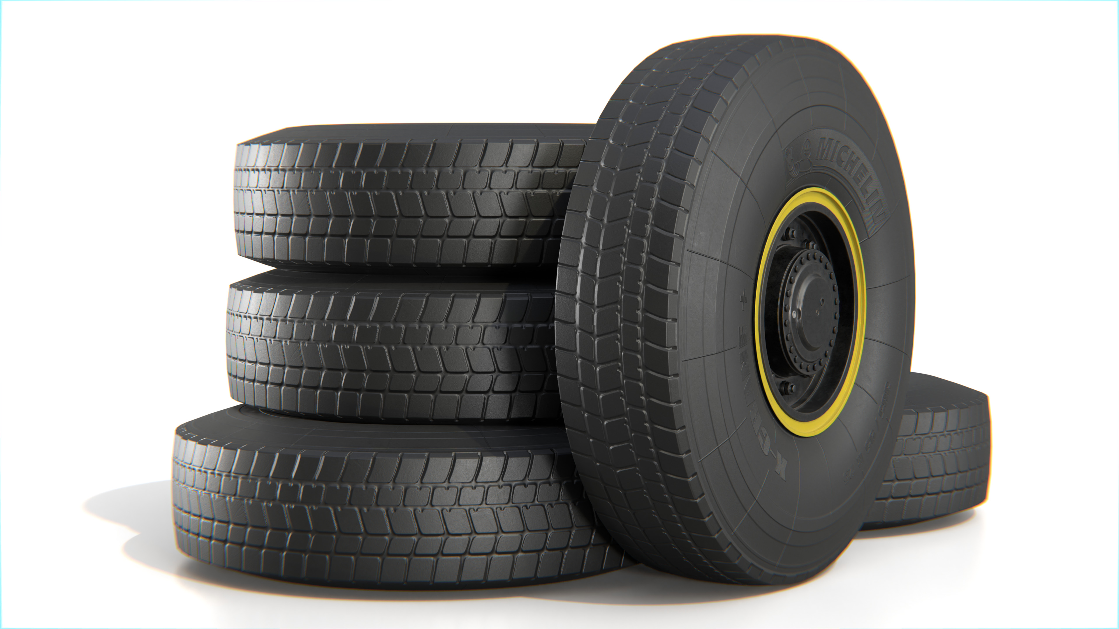 Heavy Duty Truck Tire with Rim Low-poly 3D model_2