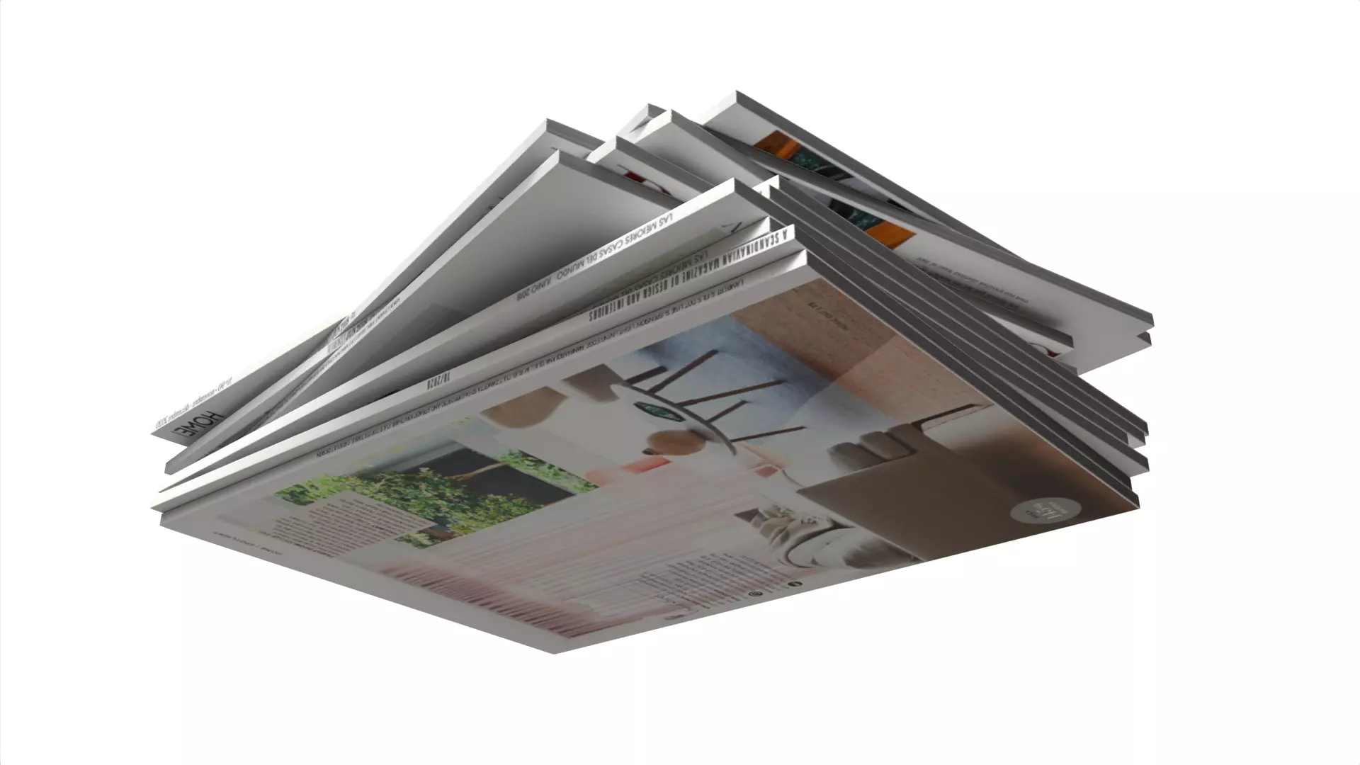 Stack of Nordic Interior Design Magazines Low-poly 3D model_5