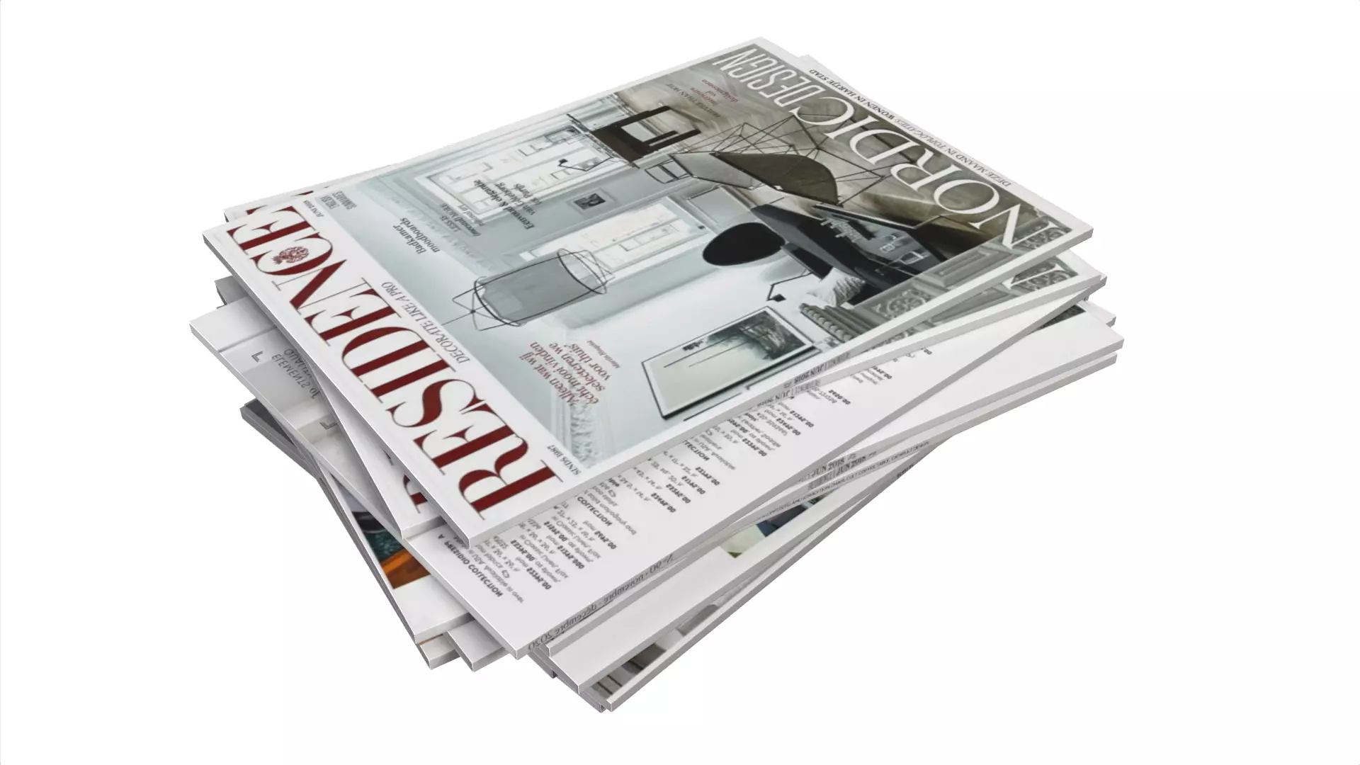 Stack of Nordic Interior Design Magazines Low-poly 3D model_3