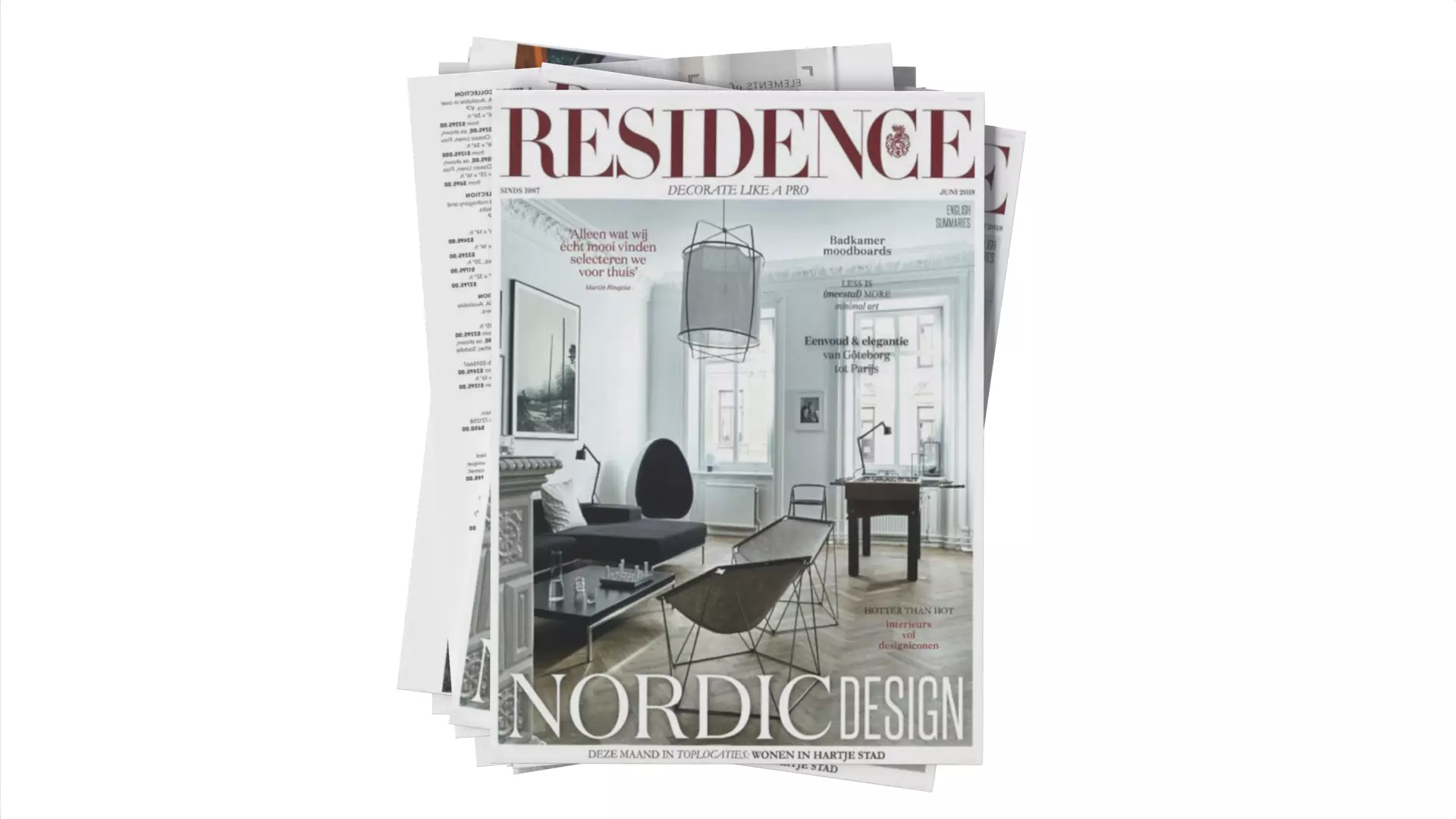 Stack of Nordic Interior Design Magazines Low-poly 3D model_4