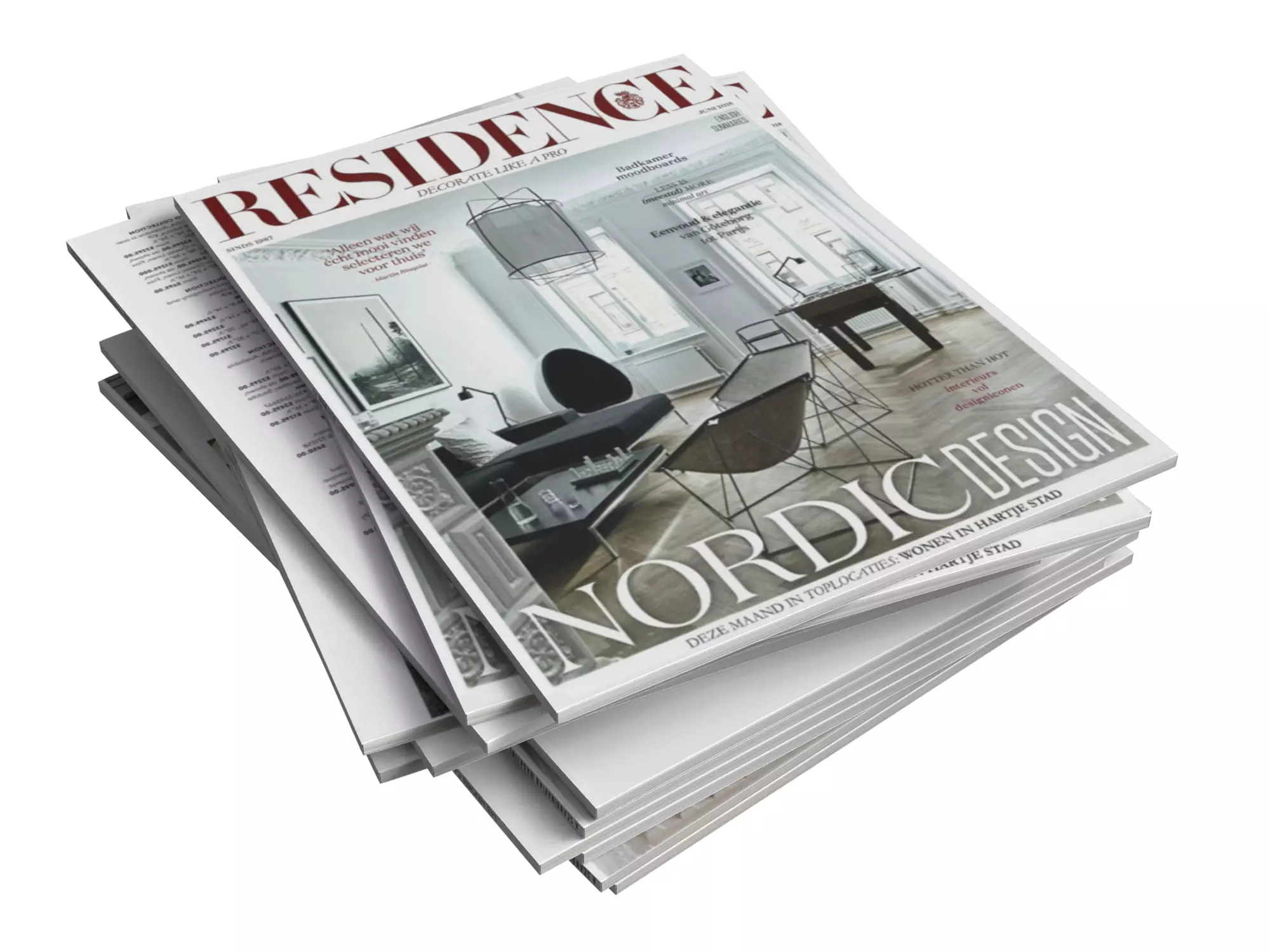 Stack of Nordic Interior Design Magazines Low-poly 3D model_0