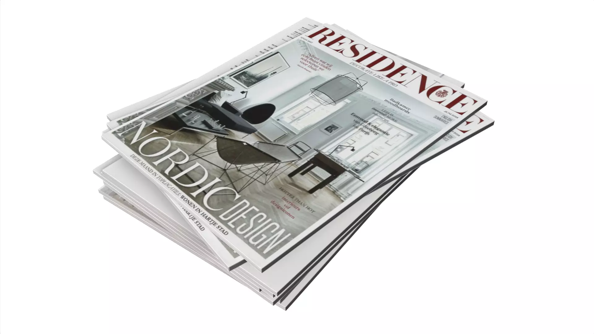 Stack of Nordic Interior Design Magazines Low-poly 3D model_1