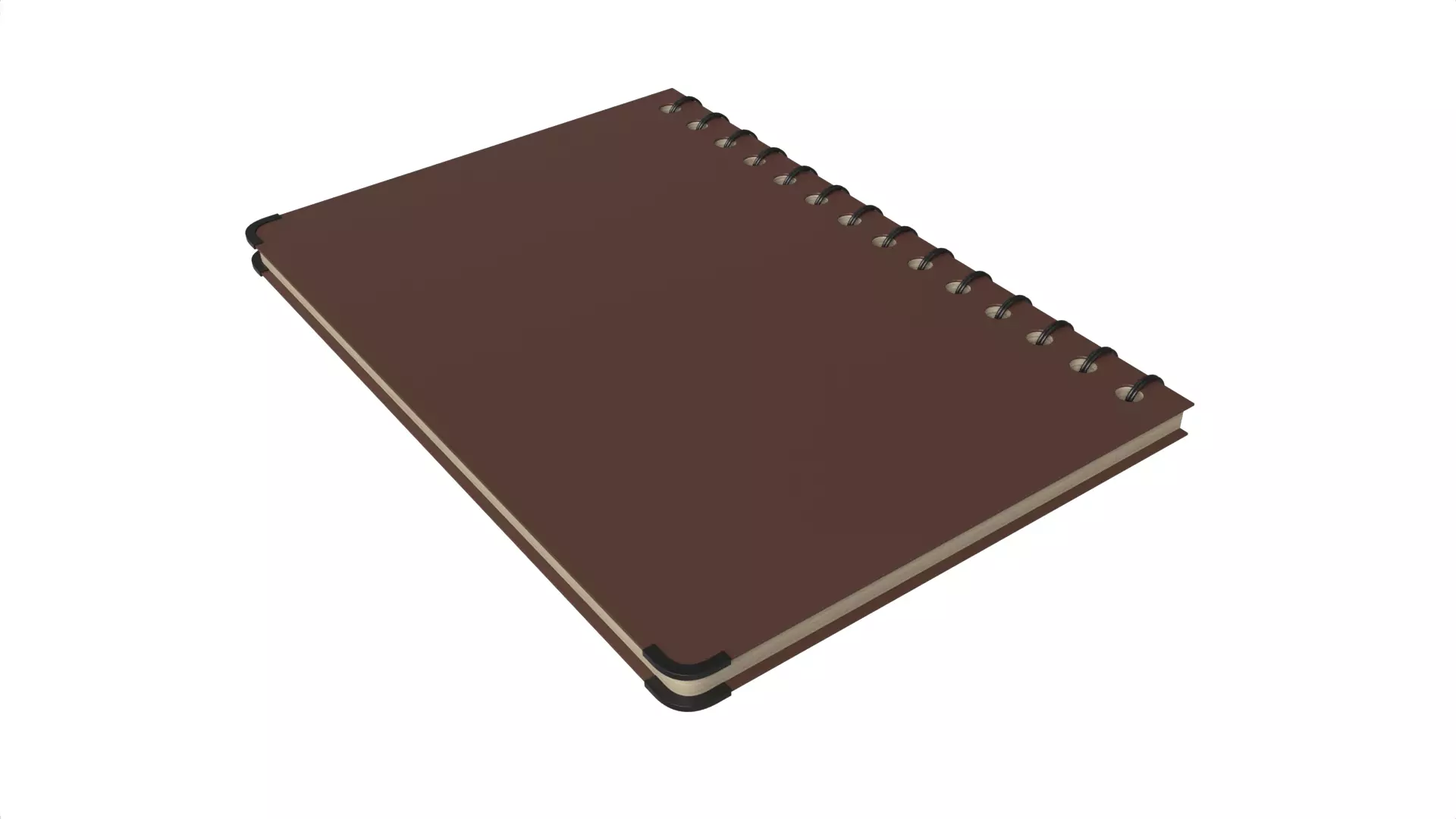 Simple Brown Spiral Bound Notebook Sketchbook Low-poly 3D model_2