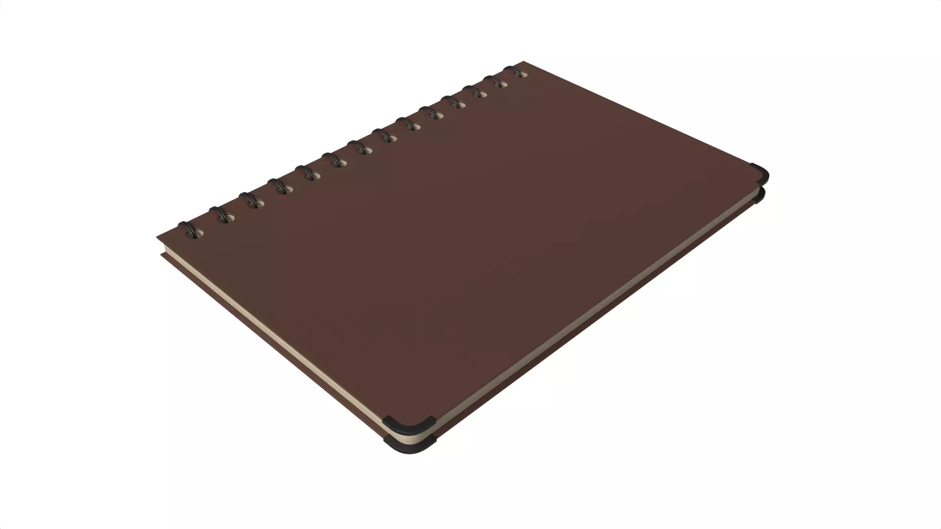 Simple Brown Spiral Bound Notebook Sketchbook Low-poly 3D model_1